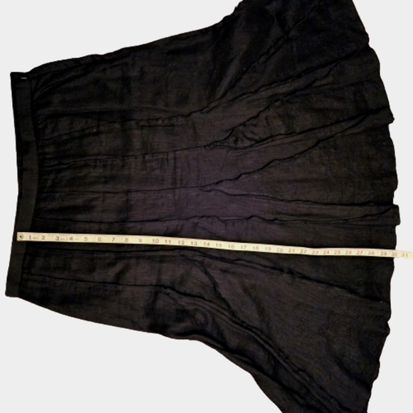 Spanner Black Linen A-Line Midi Skirt Fit and Flare Triangular Inserts Lined 12 - Picture 10 of 10